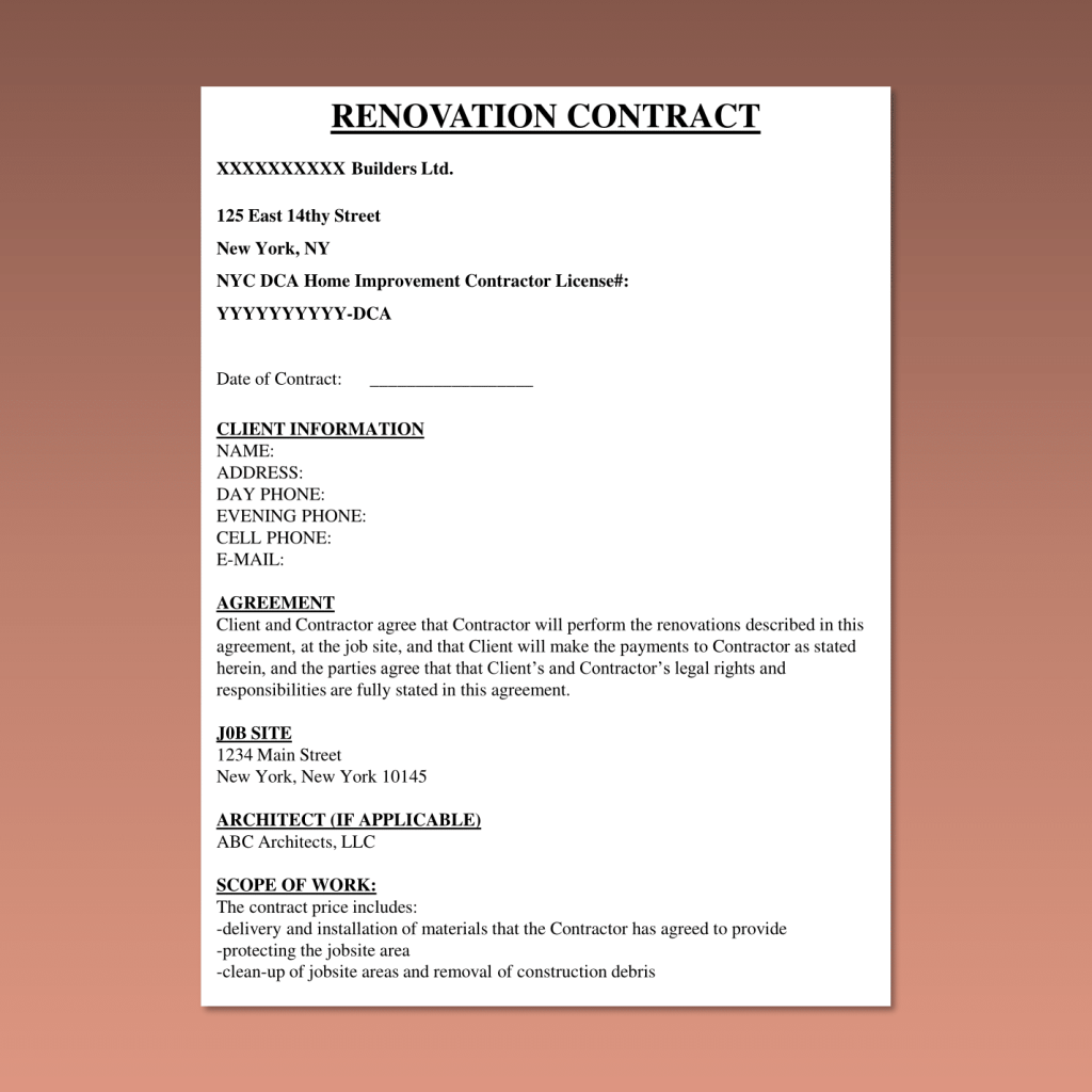 renovation contracts lawyer