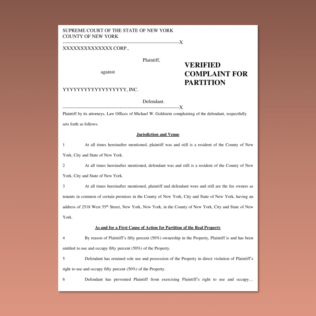 NY real estate partition attorney